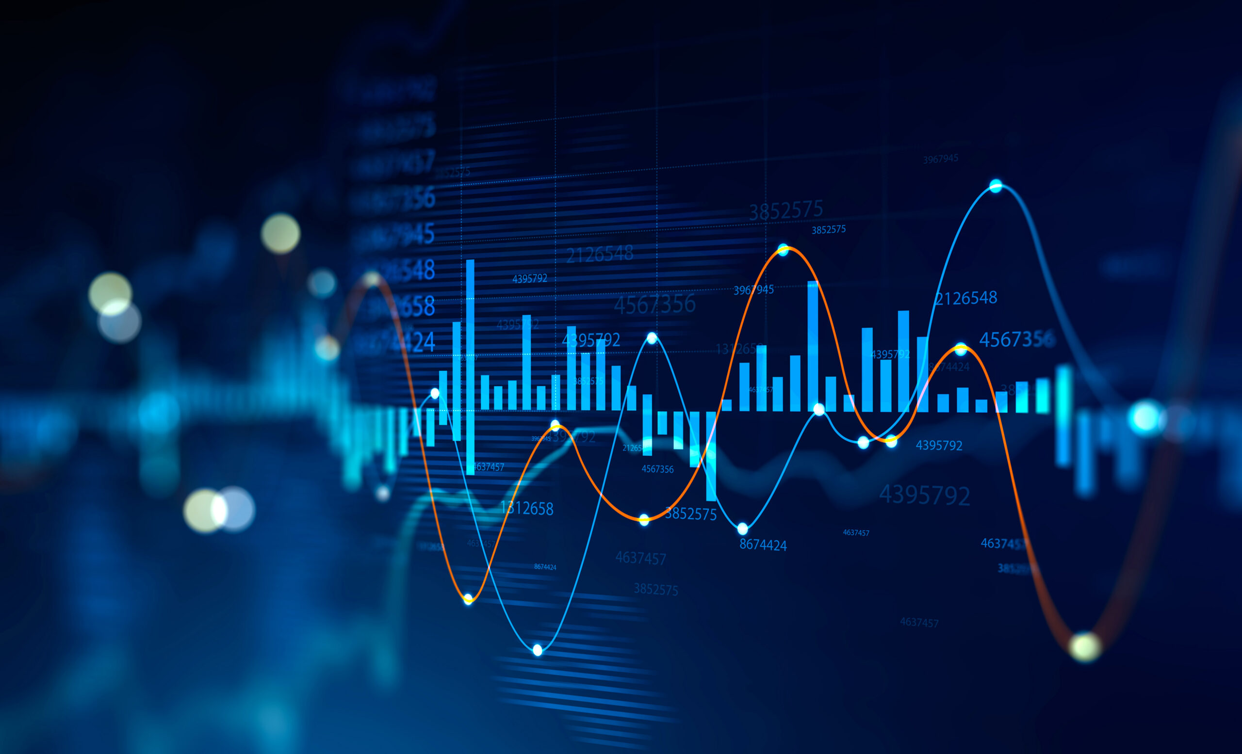 Stock market and trading, digital graph